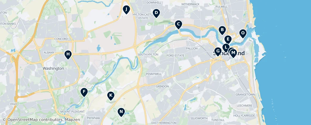 Map of Sunderland