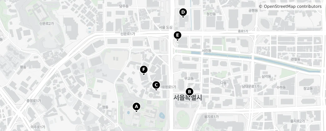 Map of Taepyeongno 1-ga
