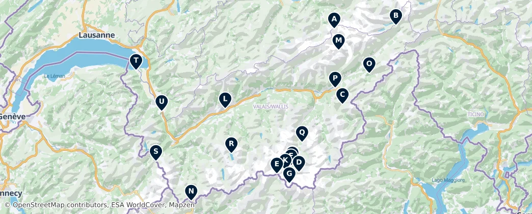 Map of Valais