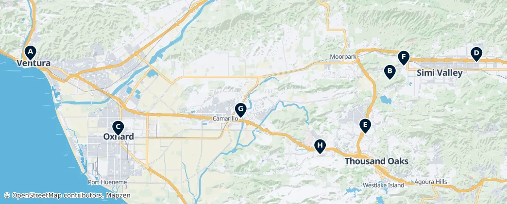 Map of Hrabstwo Ventura