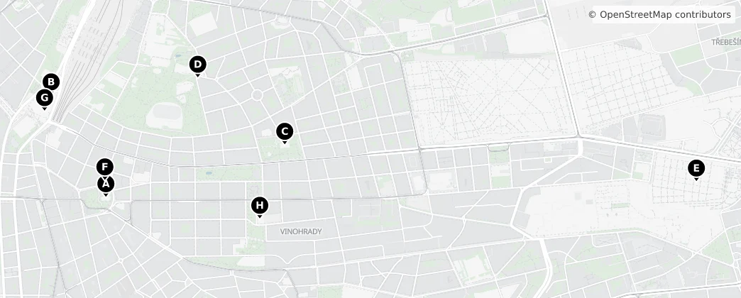 Map of Vinohrady