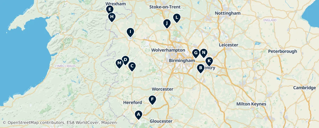 Map of West Midlands