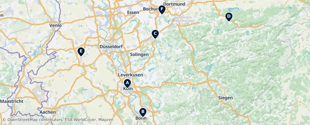 Map of North Rhine-Westphalia
