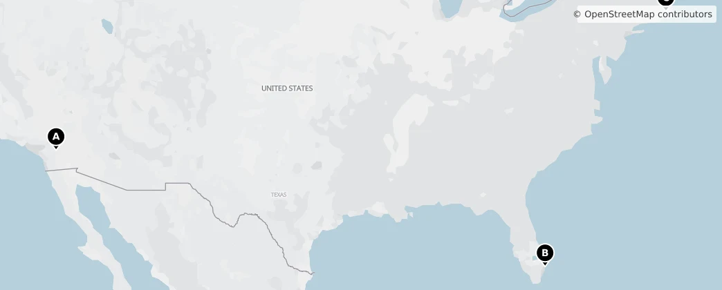 Map of United States of America