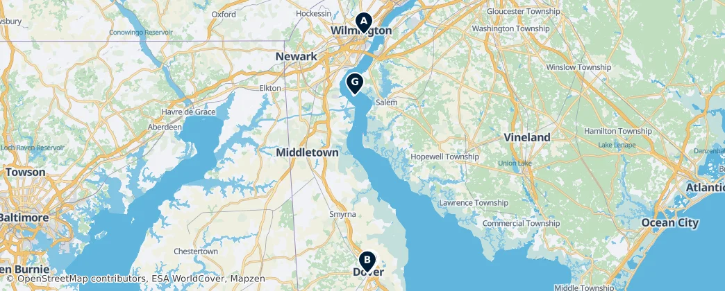 Map of Delaware