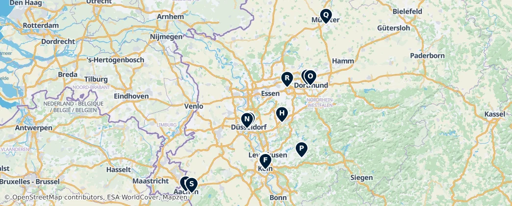 Map of North Rhine-Westphalia