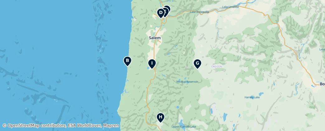Map of Oregon