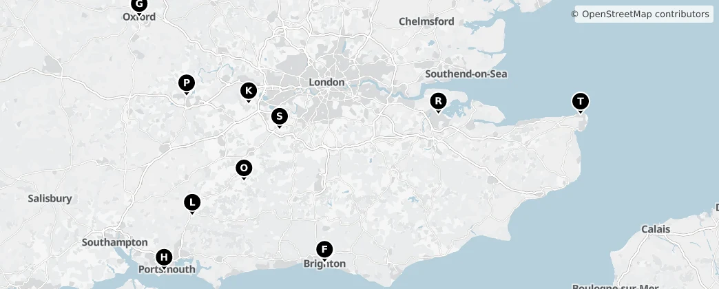 Map of South East England