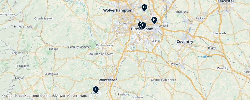 Map of West Midlands