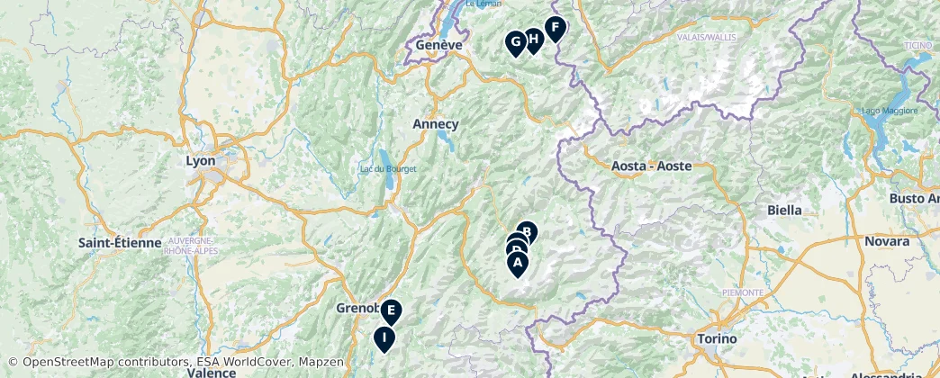 Map of Auvergne-Rhône-Alpes