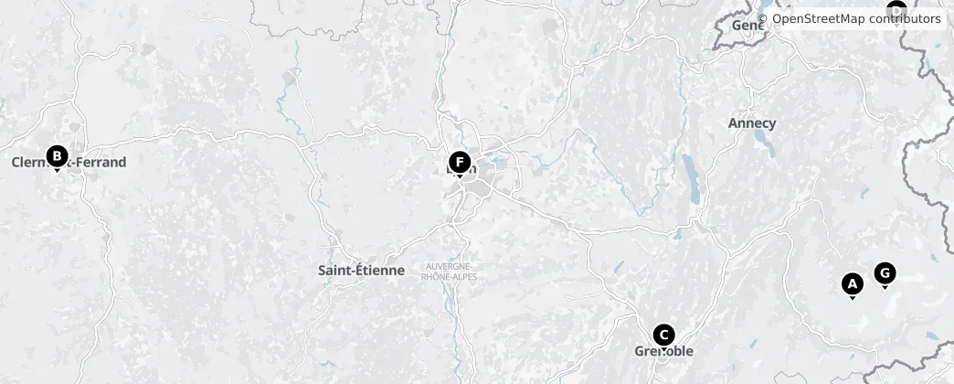 Map of Auvergne-Rhône-Alpes