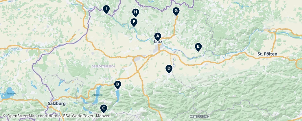 Map of Alta Áustria