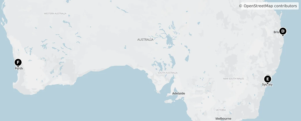 Map of Austrália