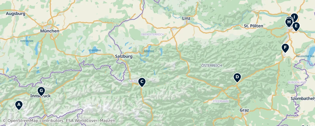 Map of Áustria