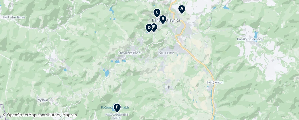 Map of Banská Štiavnica