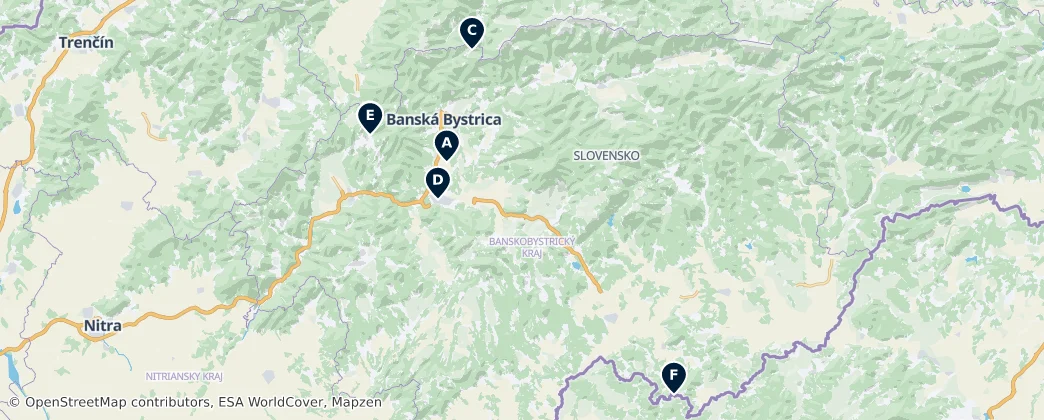 Map of Banskobystrický kraj