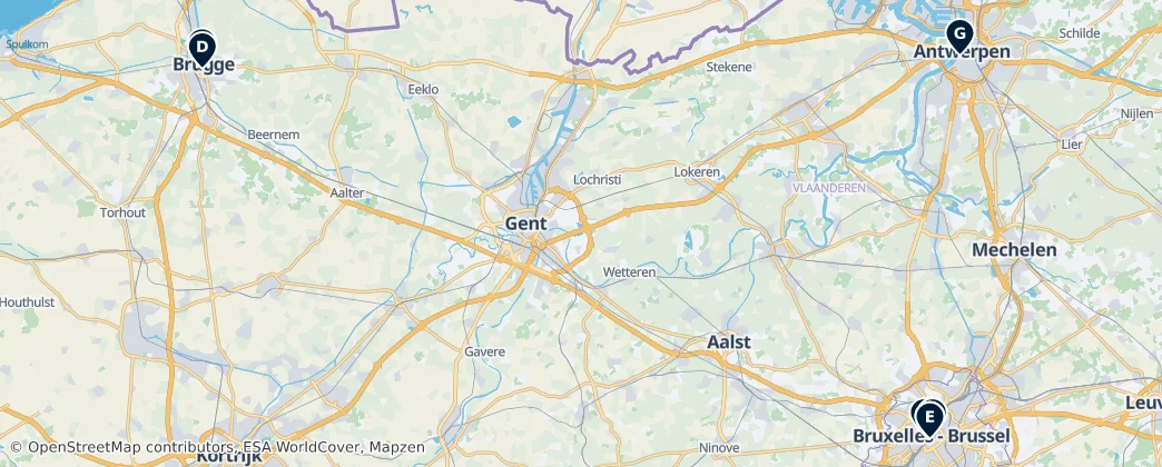 Map of België / Belgique / Belgien (land mass)