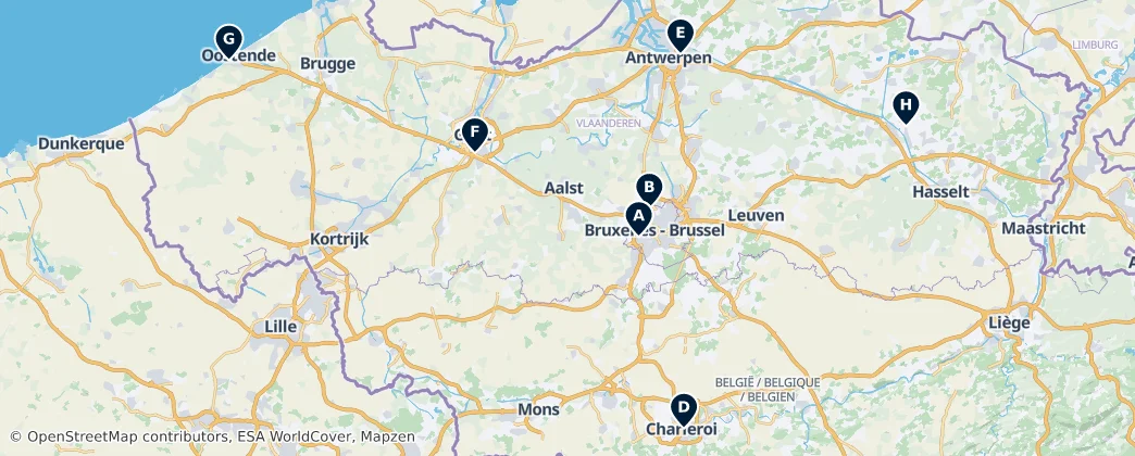Map of België / Belgique / Belgien (land mass)