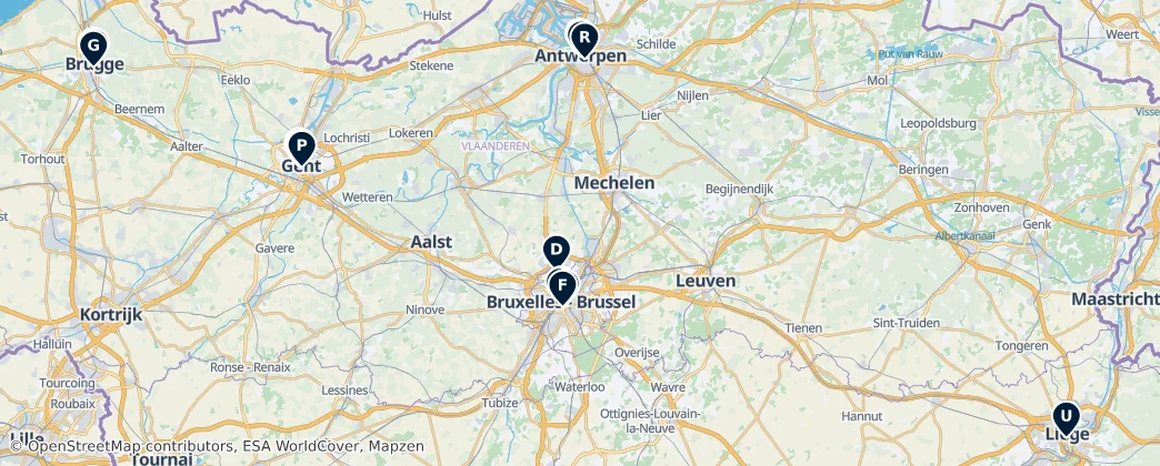 Map of België / Belgique / Belgien (land mass)