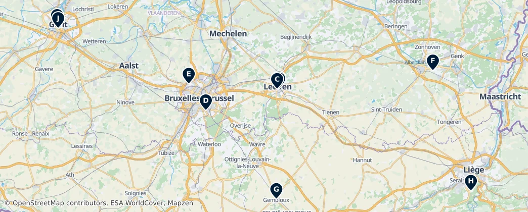 Map of België / Belgique / Belgien (land mass)