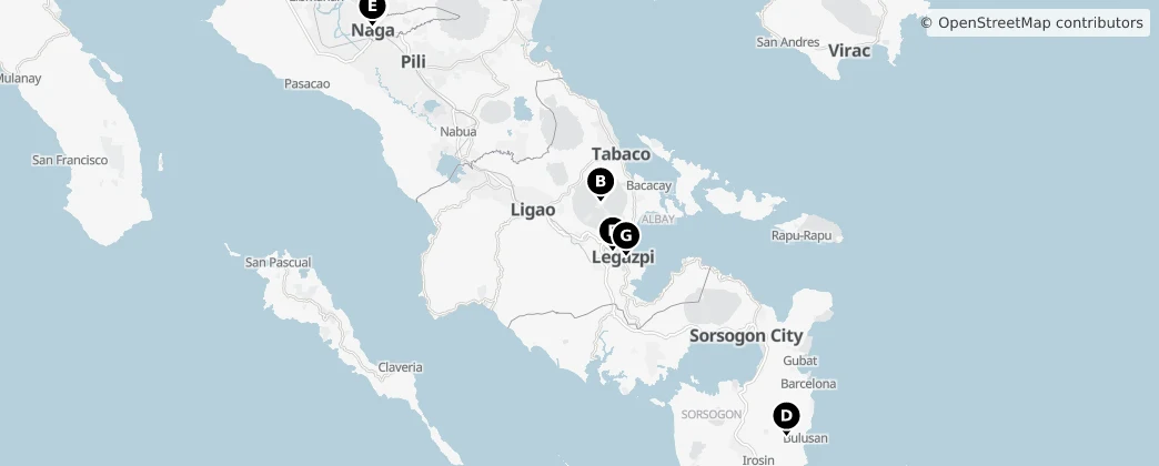 Map of Região de Bicol