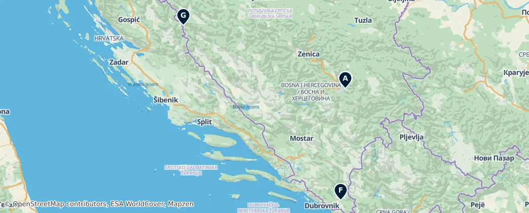 Map of Bósnia e Herzegovina