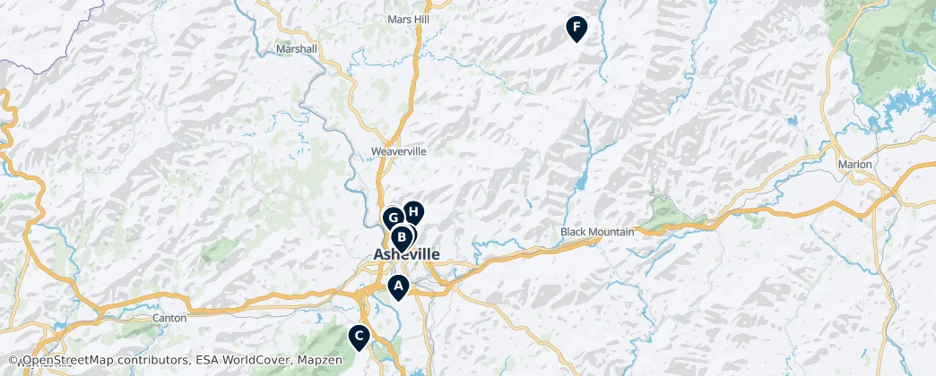 Map of Condado de Buncombe