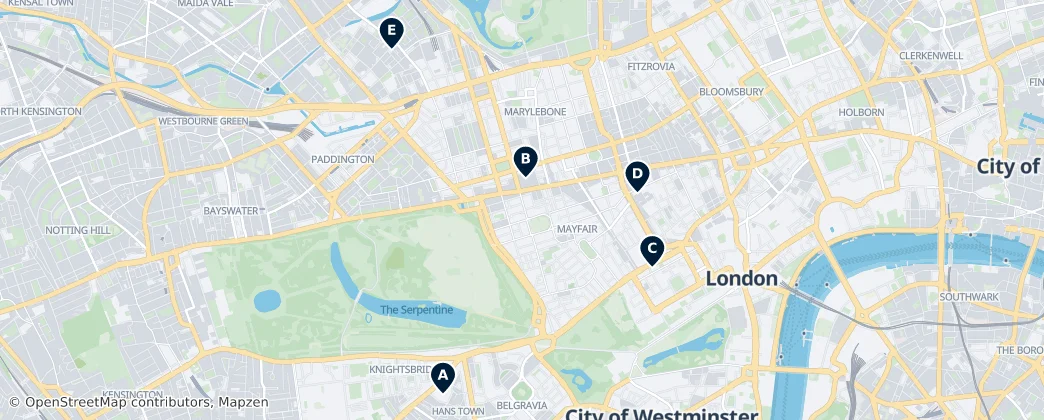 Map of Cidade de Westminster