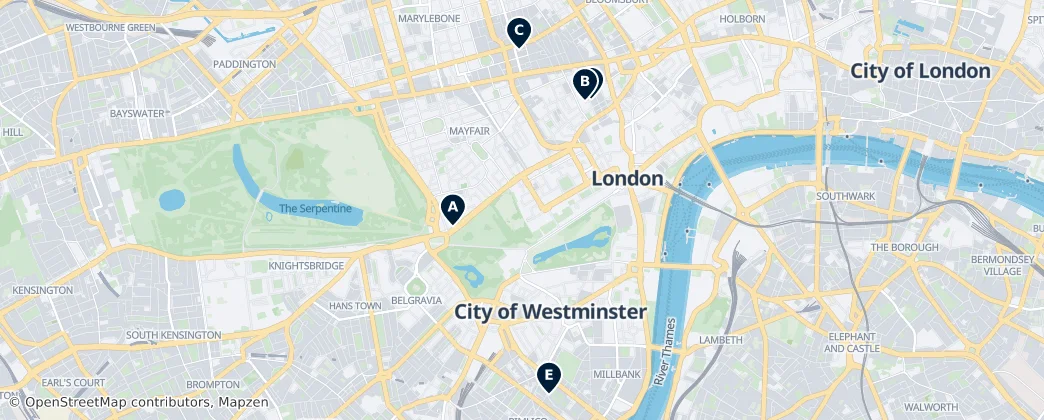 Map of Cidade de Westminster
