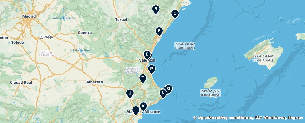 Map of Comunidade Valenciana