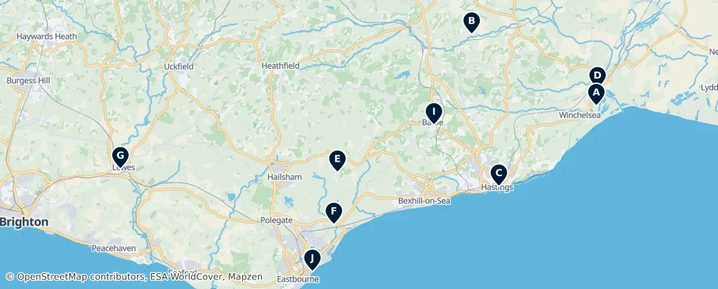 Map of East Sussex