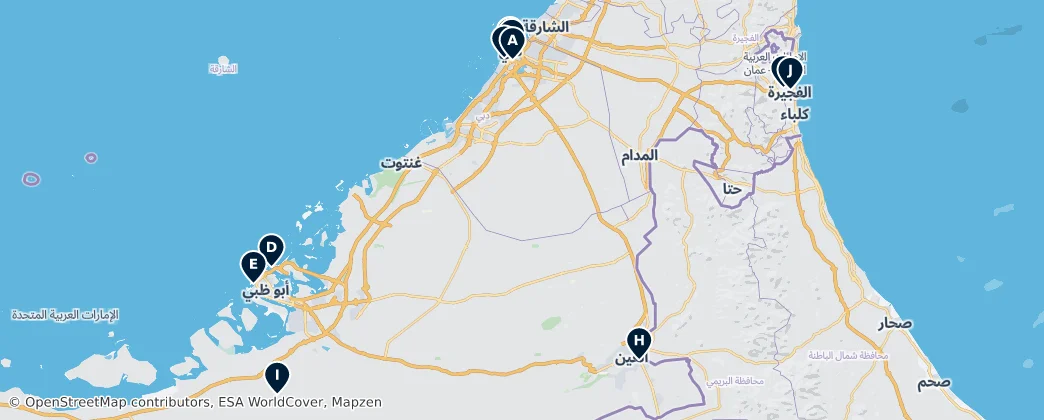 Map of Emirados Árabes Unidos