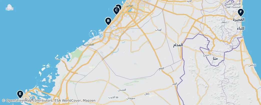 Map of Emirados Árabes Unidos