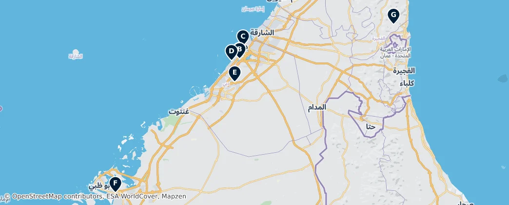 Map of Emirados Árabes Unidos