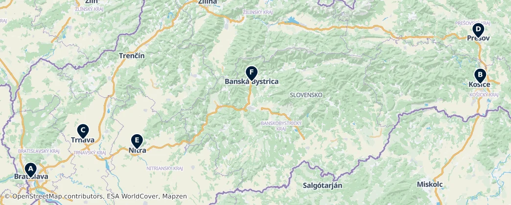 Map of Eslováquia