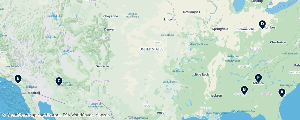 Map of Estados Unidos da América