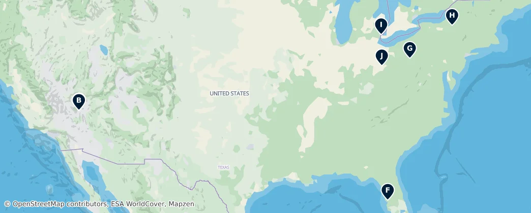 Map of Estados Unidos da América