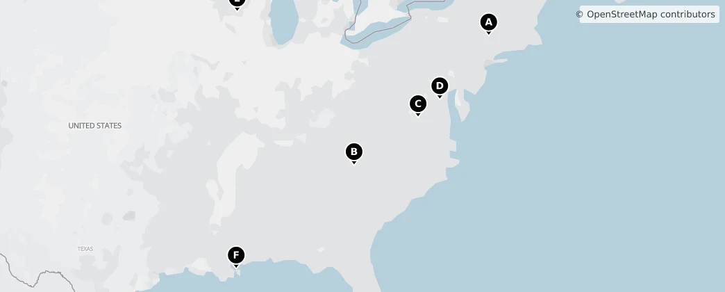 Map of Estados Unidos da América