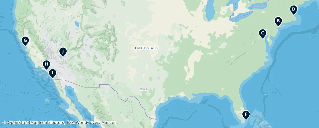 Map of Estados Unidos da América