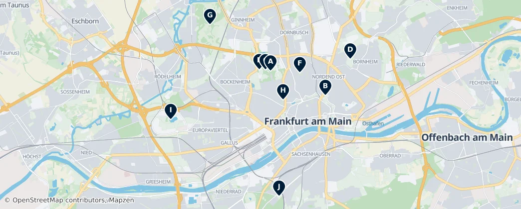 Map of Frankfurt sobre o Meno