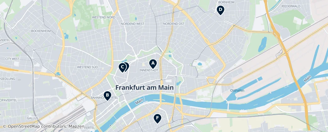 Map of Frankfurt sobre o Meno
