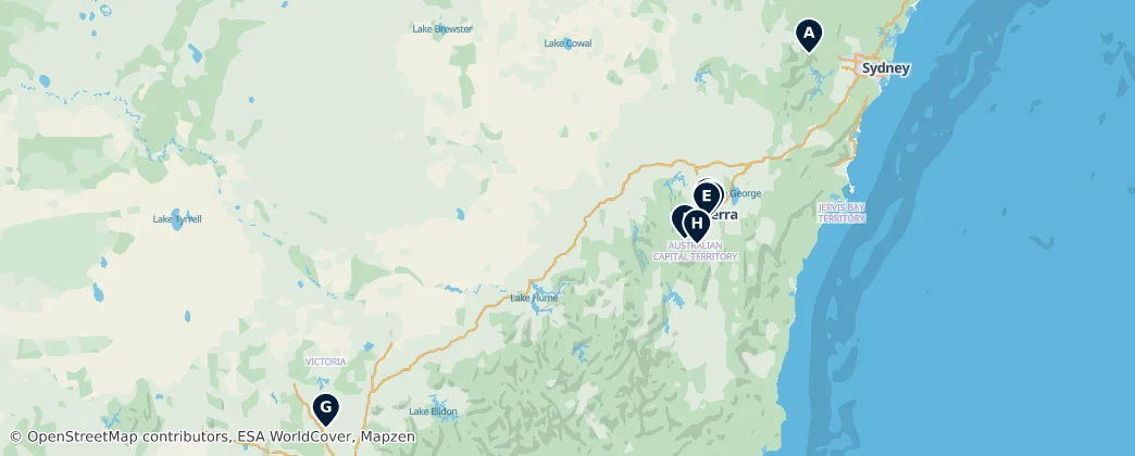 Map of Cordilheira australiana