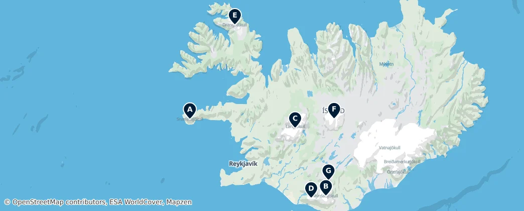 Map of Ísland
