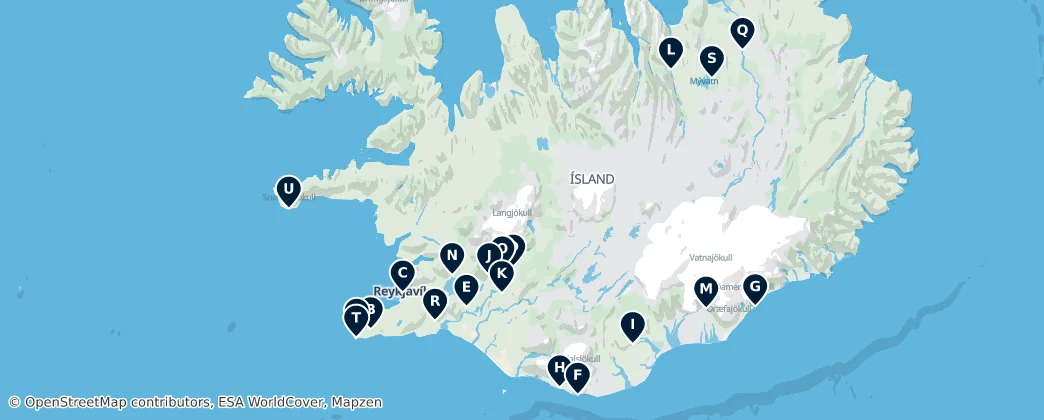 Map of Ísland