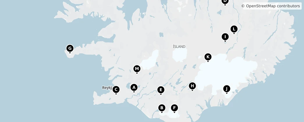 Map of Ísland