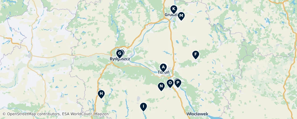 Map of Cujávia-Pomerânia