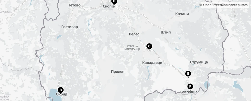 Map of Macedónia do Norte