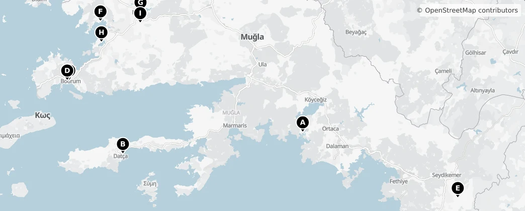 Map of Muğla