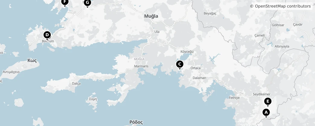 Map of Muğla