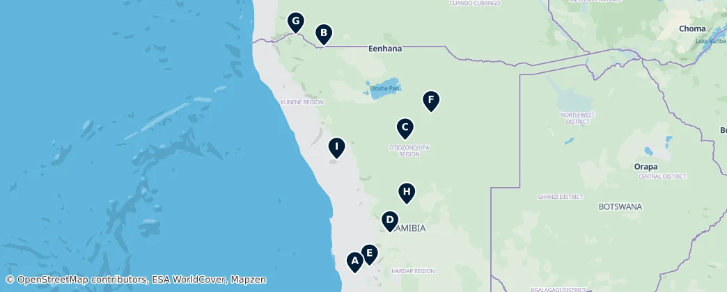 Map of Namíbia